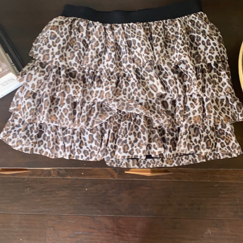 Justice Girls Cheetah Print Ruffle Skort.